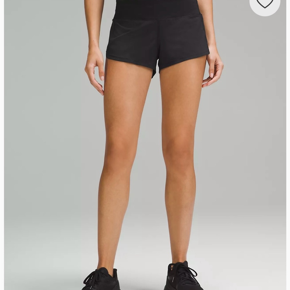 Lulu black running shorts.